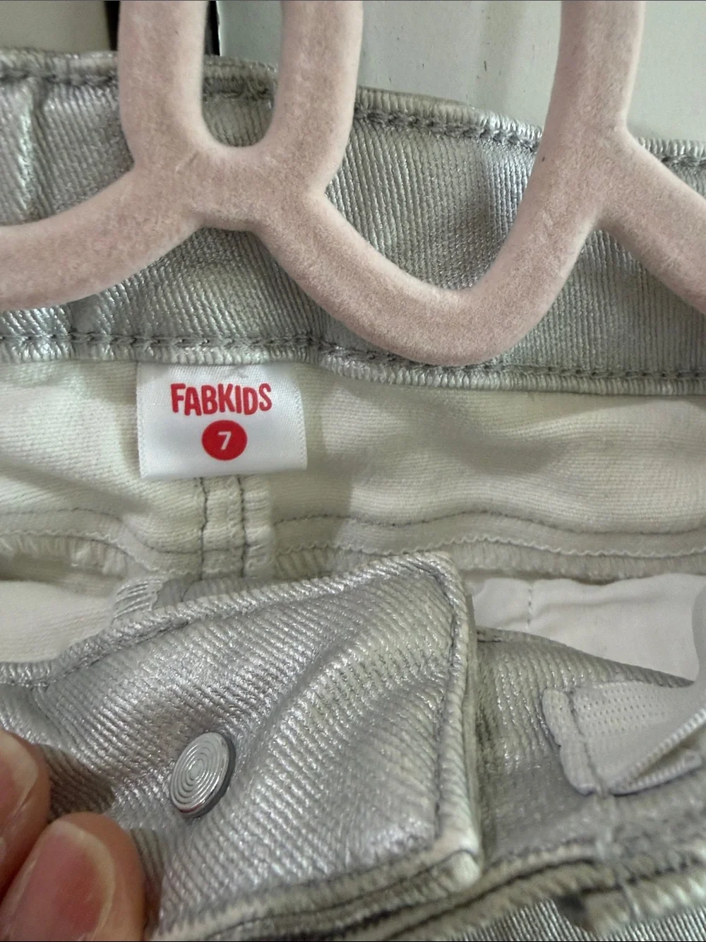 Girl’s FabKids Sz7 Metallic Silver Denim Mini Skirt